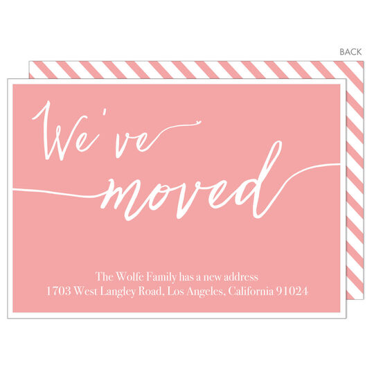 Pink We've Moved Moving Announcements